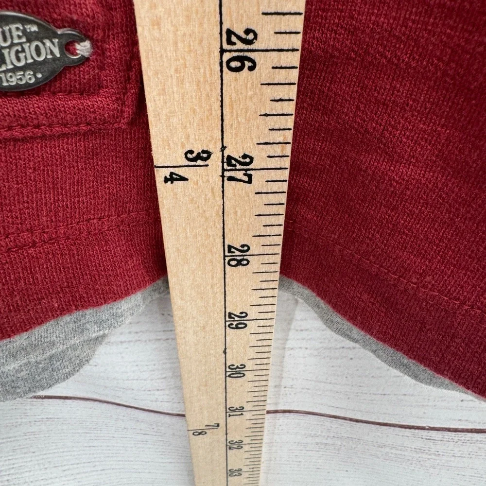 True Religion Hoodie Pullover Henley Kangaroo Pocket‎ Red Casual Size 3XL